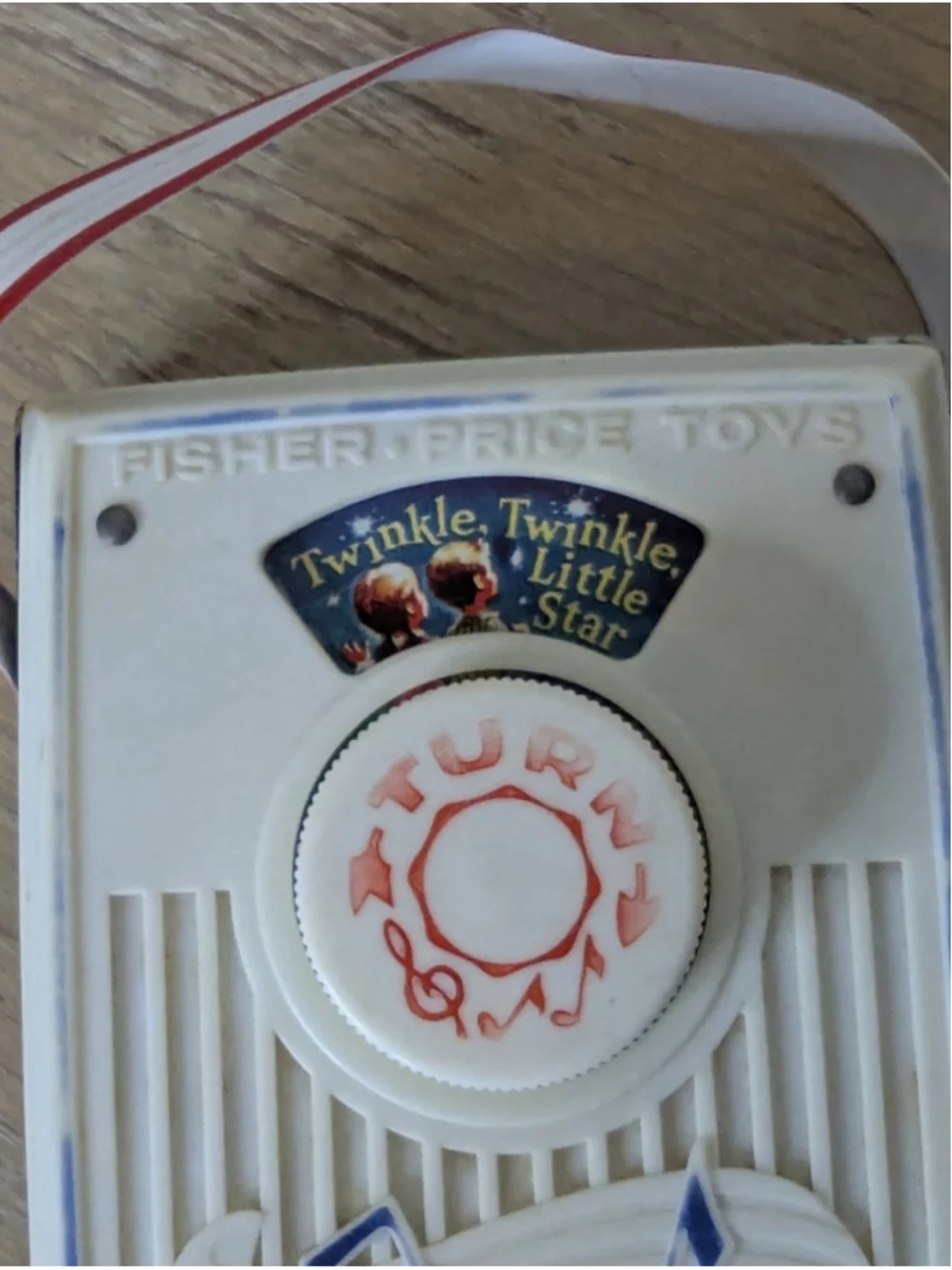 Vintage Fisher-Price Music Box Pocket Radio Toy White Blue Works